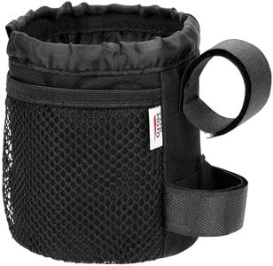 KEMIMOTO Bike Cup Holder, Water Bottle Holder Bicycle Handlebar Drink Holder with 2 Pockets, Oxford Fabric Water Cup Holder Compatible with Wheelchair Road Bike MTB E-Bike Cruiser Scooter