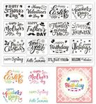 INFUNLY Word Clear Stamp for Card Making Happy Birthday Rubber Stamp Happy Easter Transparent Silicone Stamps Holiday Blessing Words Clear Stamp for DIY Scrap-booking Photo Album Paper Decorative