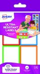 Avery Resistant Rectangular Labels, 44 x 64 mm, 16 Labels Per Pack, White (with Coloured Patterned Edges)