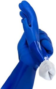 kitchen-star Ultimate Rubber Household PVC Gloves with Comfortable Cotton Lining, Anti-Slip Surface, Kitchen Dishwashing, Extra Thickness, Kitchen Cleaning, Working, Painting, Pet Care (Large, Blue)