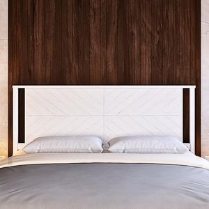 Bme Vivian Headboard ONLY, Rustic & Scandinavian Style with Solid Acacia Wood, Easy Assembly, King, Rustic White