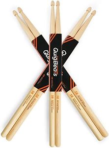 QuigBeats Drum Sticks, Premium Hickory 5B Drumsticks, Pitch Matched Drum sticks for Adults & Kids 3 Pairs
