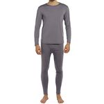 ViCherub Men's Thermal Underwear Set Fleece Lined Long Johns Winter Base Layer Top & Bottom Sets for Men Grey