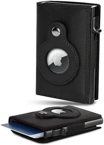 Shine Wine Airtag Smart Wallet | 100% cuero genuino | RFID Blocking Technology | Slim Minimalist Air Tag | Best Gift for Men | Credit Card Money Holder, pure black, 20