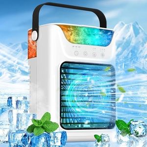 Portable Air Conditioners, Evaporative Mini Air Conditioner Quiet with 3 Speeds, 3 Cool Mist & 7 Colors Light Personal Air Conditioner Portable AC Air Cooler for Room Office Desk Car Camping