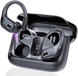 STECEi Wireless Earbuds, 75H Bluetooth 5.4 Headphones Sport with 4 ENC Noise Cancelling Mic, HiFi Stereo Wireless Earphones with Earhooks, IP7 Waterproof Ear Buds for Sport/Running/Gym, Black