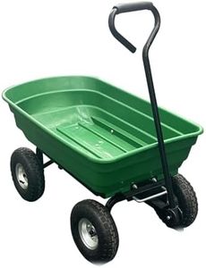 Garden Wheelbarrow Cart, Heavy-Duty Utility with Four Wheels, Built-in Stand, Ideal for Home, Yard, and Garden - Green