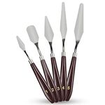 OFIXO 5 Piece Palette Knife Painting Stainless Steel Scraper Spatula Wood Handle Art Supplies for Artist Canvas Oil Paint Color Mixing