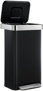 Maxkon 50L Foot Pedal Kitchen Rubbish Bin Stainless Steel Waste Trash Bin Garbage Dustin with Deodorant Function Black & Sliver