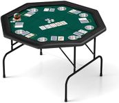 DC DICLASSE Foldable Poker Table, Octagon Card Table w/Stainless Steel Cup Holder,Casino Leisure Table Top Texas Hold 'Em Poker Table for Blackjack Board Game,Green Speed Felt