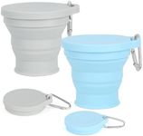 LFBEST Collapsible Cup, 2 Pack Silicone Foldable Cup with Sealing Lid Carabiner, BPA Free Portable Collapsible Travel Mugs Reusable Folding Silicone Cups for Outdoor Camping Hiking