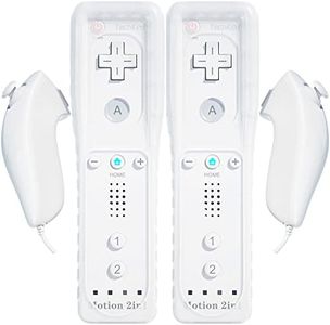 2 Pack Wii Remote with Wii Motion Plus Inside | Shock Wii Nunchuk Controller | Compatible Nintendo Wii, Wii U