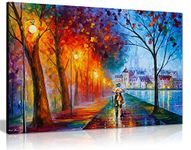 City by The Lake by Leonid Afremov Canvas Wall Art Picture Print for Home Decor (24x16)