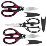 Corslet Heavy Duty Scissors for Kitchen Use Multi-Function Kitchen Scissors for Chicken, Poultry, Fish, Meat, Vegetables, Herbs Ultra Sharp Random Color (Pack Of 3)