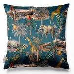 Izabela Peters Cushions With Covers Included, Filled Cushion, Eco-Friendly Velvet Cushions, 40 cm, Safari Voyage - Teal, Chair Cushions, Sofa Cushions, Seat Cushions, Large Cushions