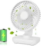 7.3Inch Pedestal Fan, 4 Speeds Quiet Portable Pedestal Fan, 4-Level Indicator, Strong Airflow, Manual Tilt Adjustment, Type C Rechargeable for Portable Pedestal Fan Indoor Office Outdoor - White