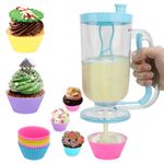 2-in-1 Pancake/Batter/Cupcake Dispenser-Perfect Baking Tool for Cupcakes,Pancakes,Muffins,Crepes,Cakes,Waffles and Any Baked Goods (Blue)