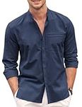 COOFANDY Mens Cotton Linen Shirt Lo