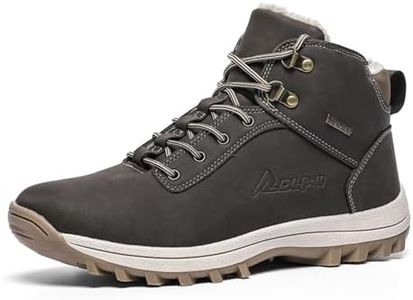 EZUOGO Men's Snow Boots Outdoor Waterproof Sneaker Winter Warm Shoes (US-9.5, Brown)