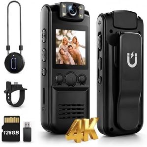 SixBondsCam 4K Body Camera with Audio and Video Recording, 128GB Mini Wearable Cam with Magnetic Lanyard, Body Worn Camera for Travel, Cycling, Work Security, Police Law Enforcement