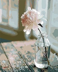 YEESAM ART Pintura por números para adultos principiantes, rosa en una botella de vidrio, 40,6 x 50,8 cm, lienzo de lino, acrílico, kit de pintura de números para decoración de pared del hogar (rosa,