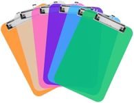 6 Coloured Clipboards Plastic (A4 Size) Holds 100 Sheets Clear Acrylic Low Profile Clip Heavy Duty Clip Boards