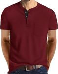 Lexiart Mens Fashion Henley Shirts Short Sleeve Button Cotton T-Shirt with Pocket