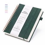 Lined Spiral Journal Notebook with 320 Numbered Pages, B5 College Ruled Thick Journals for Writing with 100GSM Paper, Hardcover Notebooks with Contents for Work, School, Women, Men, Green