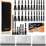 MulWark 62-Piece Hex Head Allen Wrench & Magnetic Nut Driver Set – Complete Metric & SAE Drill Bit and Nut Driver Combo with Quick Release Extensions & Storage Bag for Professional Assembly & Repair