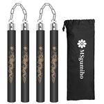 Nunchucks Safe Foam Rubber Training Nunchucks Nunchakus Match with Bearing Ball System and Steel Chain 2PCS for Kids Beginners Adults (Black)