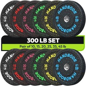 HANDBODE Bumper Plates High-Bounce Olympic Weight Plates, Colored crumb rubber plate for Weight Lifting and Strength Training 300 LB Set C