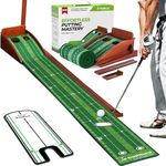 Golfguru Putting Green, 9.8ft Golf Putting Mat with Automatic Ball Return Track & Putting Mirror, Putting Matt Golf Indoor with Thickened Wrinkle-Free Crystal Velvet, Golf Accessories for Men