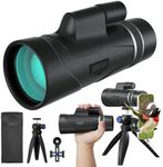 URBANCOAST 15x50 HD Monocular for Adults High Powered with Phone Adapter and Tripod, Monocular Compact with BAK4 Prism & FMC Lens, Monoculars for Hunting, Bird Watching, Hiking,Traveling