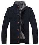 Kedera Men's Button Point Stand Collar Knitted Slim Fit Cardigan Sweater