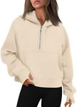 WYNNQUE Womens Hoodies Oversized Sweatshirts Half Quarter Zip Pullover Cropped Long Sleeve Fall Outfits Fashion Clothes, Apricot, Medium