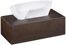 Relaxdays Bamboo, Paper Tissue Box Cover with Sliding Floor, Wooden Dispenser Case, Dark Brown, HWD: 7.5x24x12cm