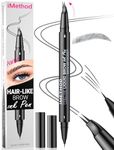 iMethod Curved Eyebrow Pen - Eyebrow Pencil, Brow Pencil 2-in-1 Dual-Ended Microblading Eyebrow Pen with Micro-Fork-Tip and Precise Brush-Tip Create Natural Hair-Like Brows, Last All-Day, Grey