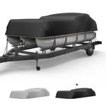KEMIMOTO Pontoon Boat Cover 21-24ft, Heavy Duty 600D UV Resistant Waterproof Oxford Fabric, Trailerable Pontoon Cover for Pontoon with 15 Adjustable Tie Down Straps,Black