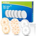 daphomeu 6 Pcs Motion Sensor Lights Indoor USB Rechargeable, Wireless Under Cabinet Kitchen Lights, 3 Modes LED Night Light for Hallway, Stairs, Wardrobe, Kitchen, Counter