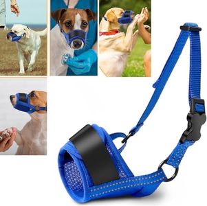 Dog Muzzle for Large Dogs, Stop Biting,Barking,Chewing, Soft Muzzle with Reflective & Adjustable Strap,Breathable Dog Mouth Guard for Biting Chewing Grooming (Sky Blue, L)