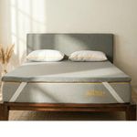 SleepyCat Aeroflow Foam Mattress Topper | 2 Inch Cooling Bed Topper with Ventilation Channels for Airflow | Elastic Straps for Secure Fit | Machine Washable Cover | (Grey, King Size, 78x72x2 Inch)