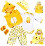 Pedolltree Reborn Baby Dolls Clothes 22 inch Outfit Accessories Yellow Duck 5pcs Set for 20-22 Inch Reborn Doll Newborn Girl&Boy