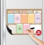 Rustic Magnetic Weekly Calendar for Fridge - Dry Erase Weekly Planner White Board, Weekly Magnetic Calendar for Refrigerator, Magnetic Weekly Planner for Fridge, Magnetic Whiteboard for Fridge