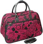 World Traveler Paisley 21-inch Carry-on Shoulder Duffel Bag, Black Pink Paisley, 21-Inch, Paisley 21-inch Carry-on Shoulder Duffel Bag