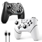 AceGamer 2pcs Wireless Controller for Switch/Switch 2/Lite/OLED, Switch Pro Controller with Wake-up Function, Double Vibration/Turbo/Screenshot (Black and White)