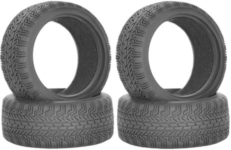 RcThjia RC 1/10 On Road Tires 4Pcs Soft Rubber Tire Tyre Compatible with Traxxas 4 Tec 2.0 Tamiya TT01 XV01 Kyosho WR8 Sakura WLtoys HPI HSP 1:10 RC Scale Touring On Road Racing Car Wheel Rims
