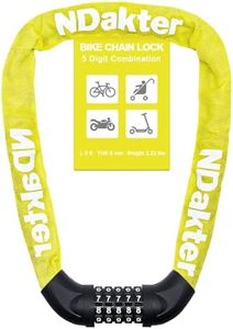 NDakter Bike Chain Lock, 5 Digit Combination Heavy Duty Anti Theft Bicycle Chain Lock,2.62/3.2/4.27/5/6Ft Long Security Resettable Bike Locks for Bike, Bicycle, Scooter, Door, Gate, Fence-4/6mm Thick