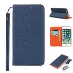 Copmob iPhone 6 Case, iPhone 6S Case, Premium Genuine Leather Flip Wallet Case [3 Slots] [Magnetic Closure] for iPhone 6/6S – Dark Blue