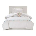 Mi Zone Kids Tessa Cozy Comforter Set, Colorful Fun Design All Season Children Bedding Girls Bedroom Décor, Twin, White with Colorful Tassel 3 Piece