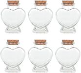 Magic Season Decorative Glass Bottles with Cork Stoppers (80 ml Heart-Shaped Bottles / 6 Pcs)